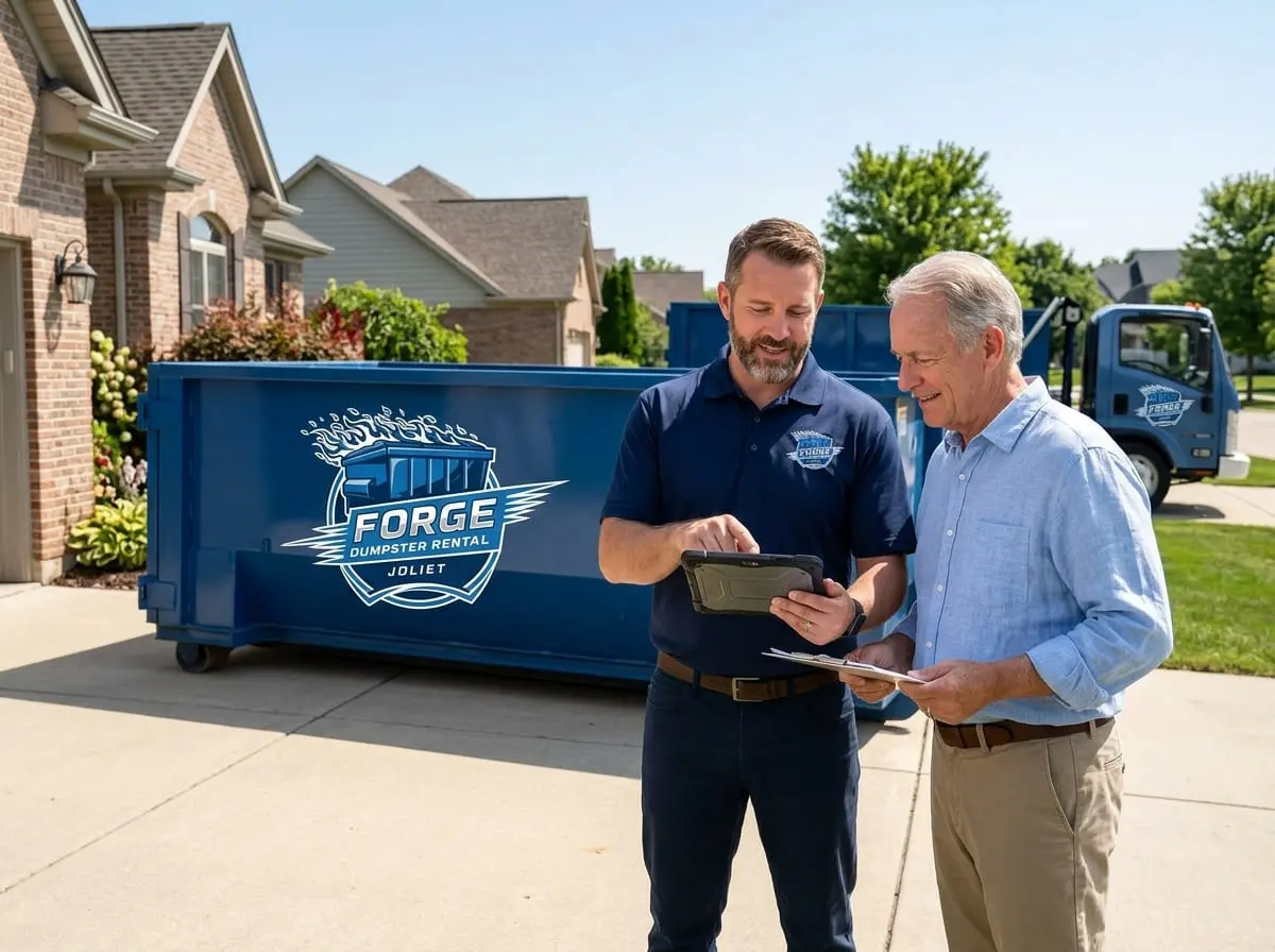 Roll-off dumpster delivered in Crest Hill, IL by Forge Dumpster Rental