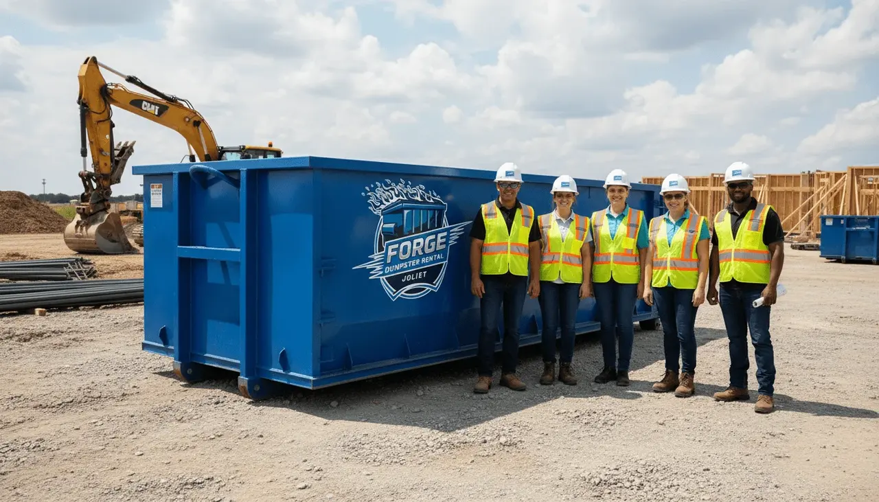 Roll-off dumpster delivered in Manhattan, IL by Forge Dumpster Rental